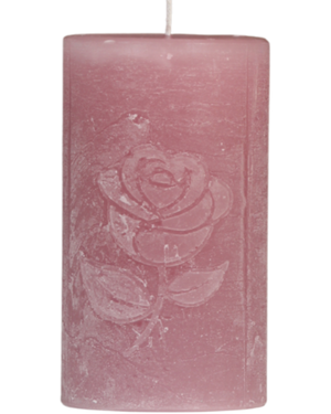Rose Motivkerze in altrosa.